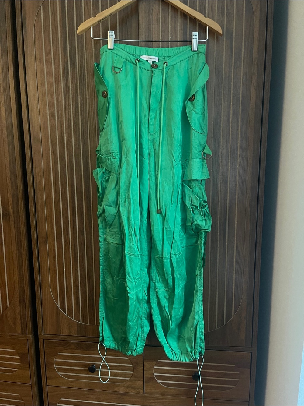Love the Label Green Satin Cargo Pants